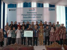 BRI Kantor Cabang Teluk Betung Serahkan Apresiasi Desa BRILiaN kepada Desa Hanura